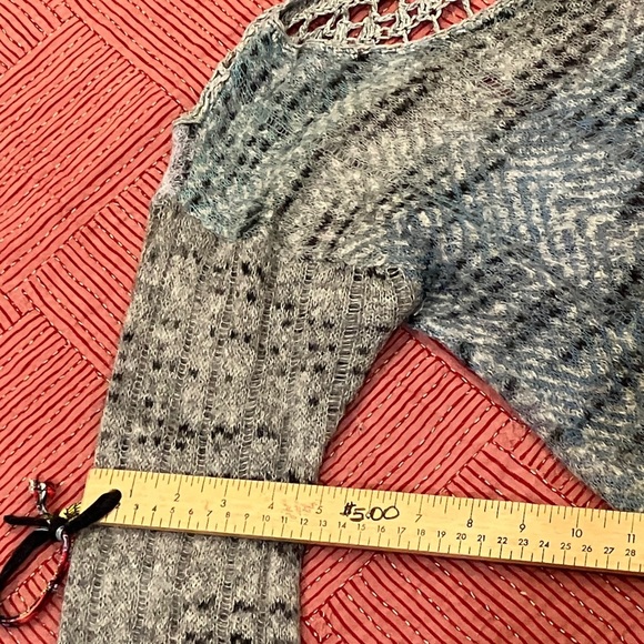 Free People mohair blend crochet Gray / Blue Knit Sweater - Picture 13 of 16